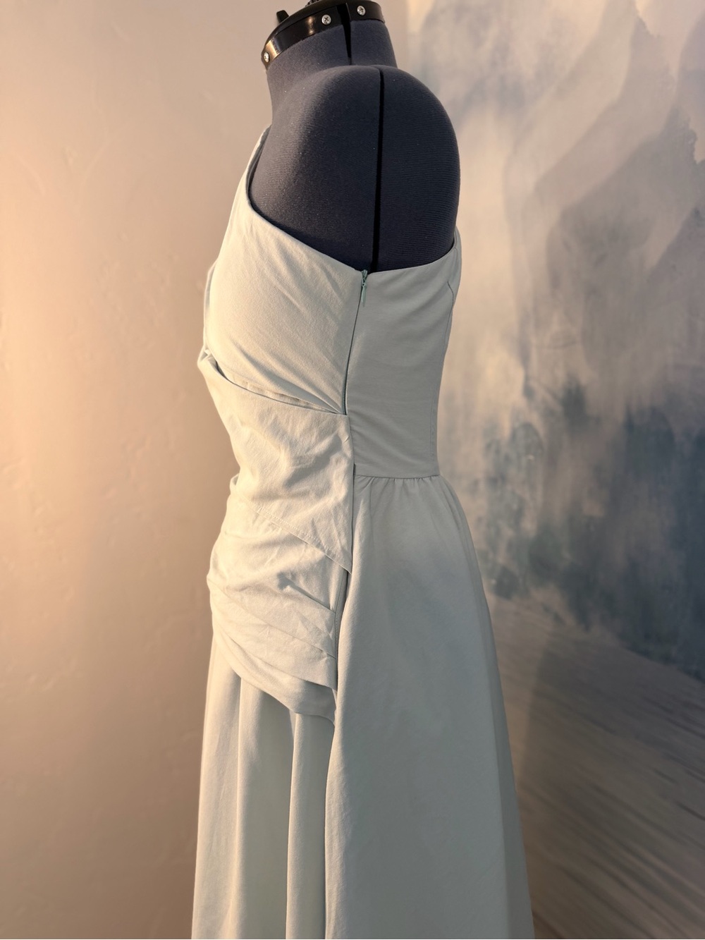 One-Shoulder Pale Blue Wrap-Detail Women’s Dress 229 - Picture 9 of 12